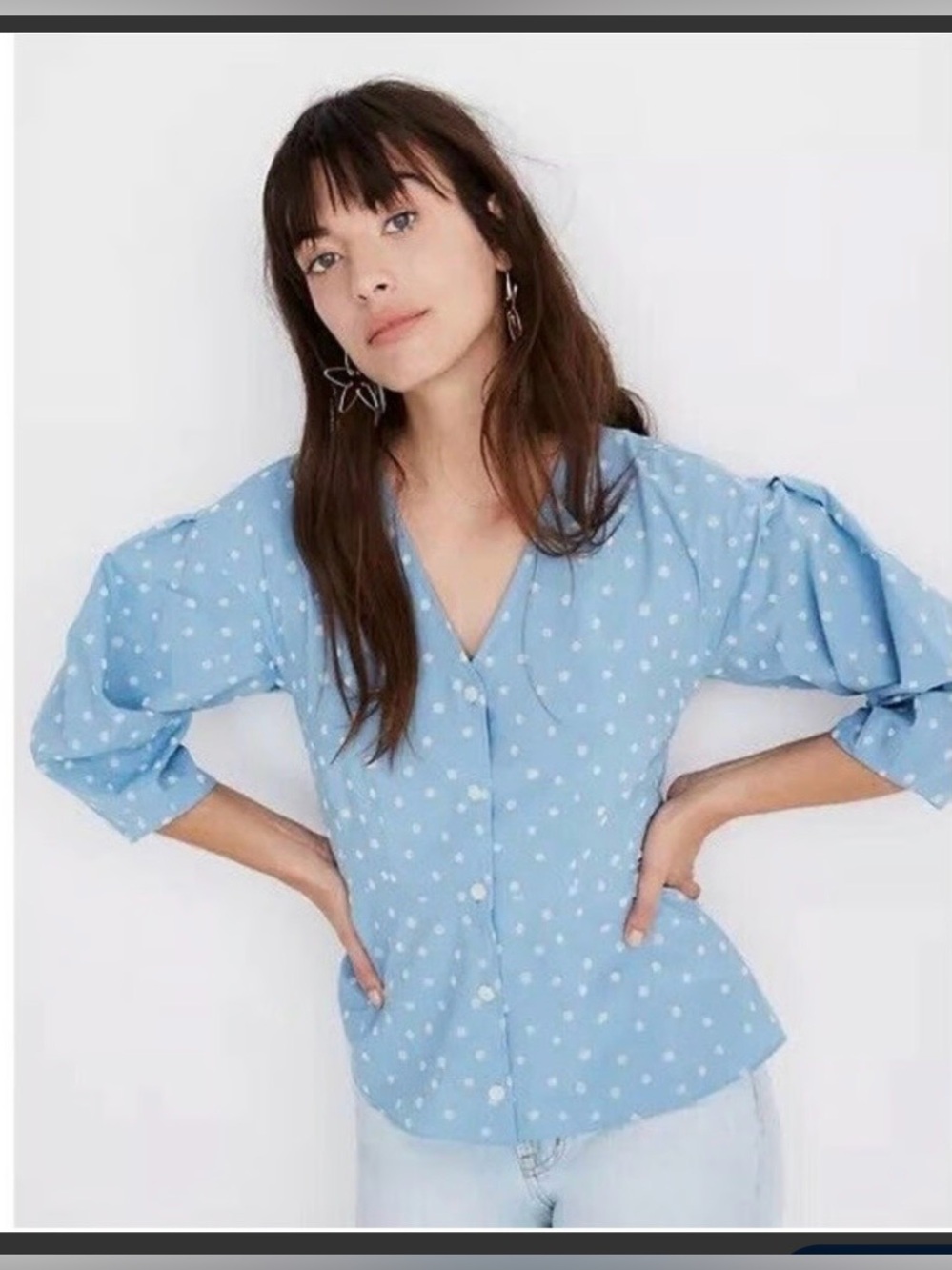 Madewell Florentine Peplum Top – Light Blue – Size 2